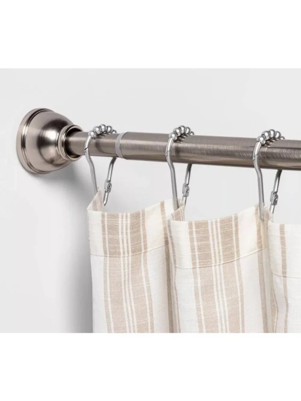 Threshold Stainless Steel Dual Mount Round Finial Shower Curtain Rod 43